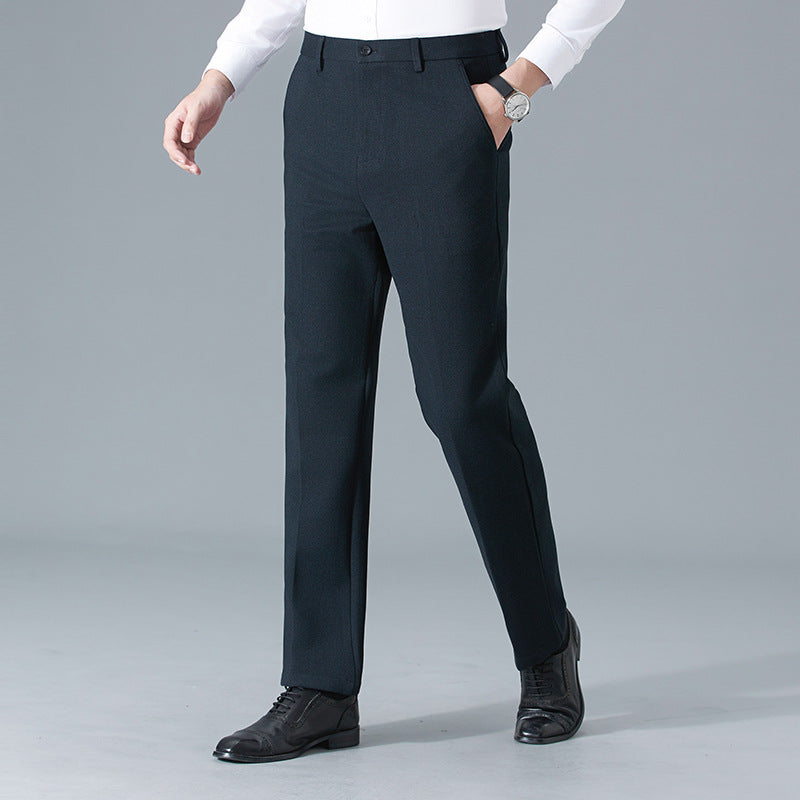 Autumn and winter men's wool trousers loose brushed straight high waist trousers