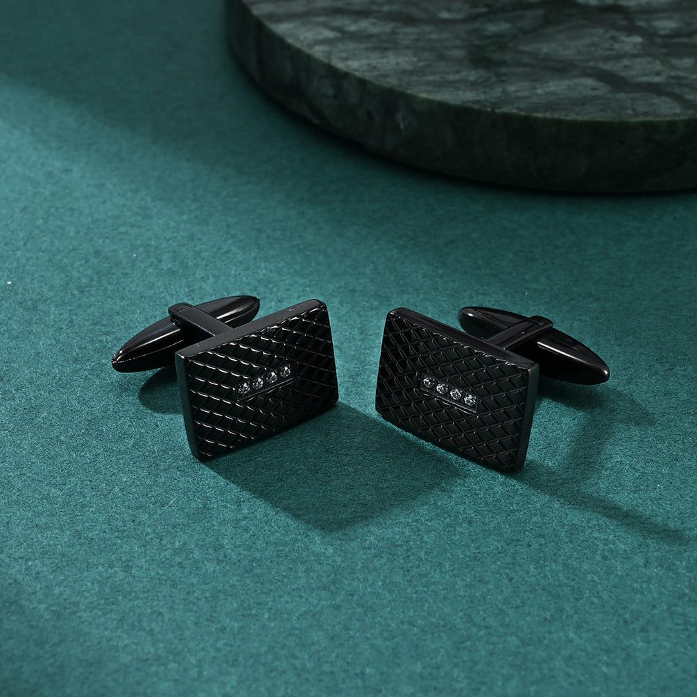 Fashionable diamond embossed CNC stone inlaid men's cufflinks French suit shirt cufflinks cuff nails