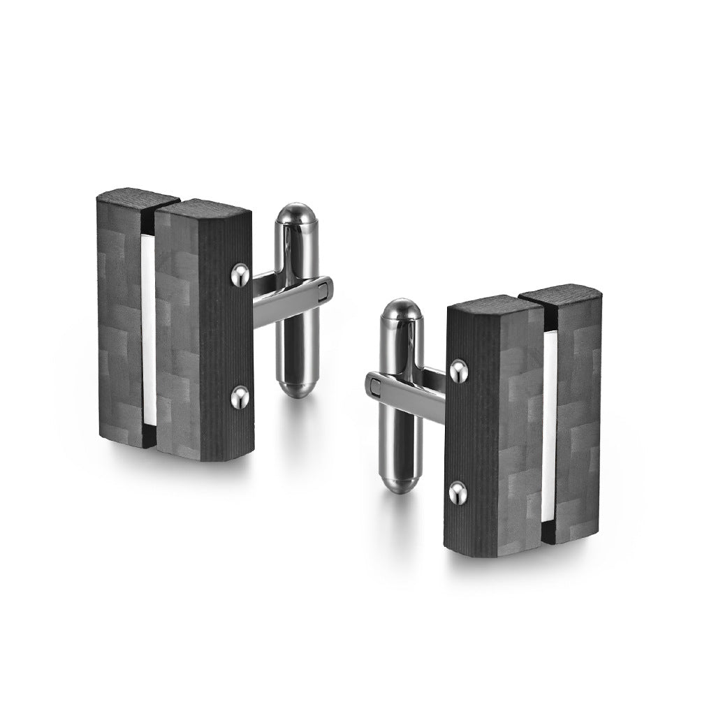 Stainless steel combined with solid carbon fiber cufflinks for European and American men's suit shirt cufflinks