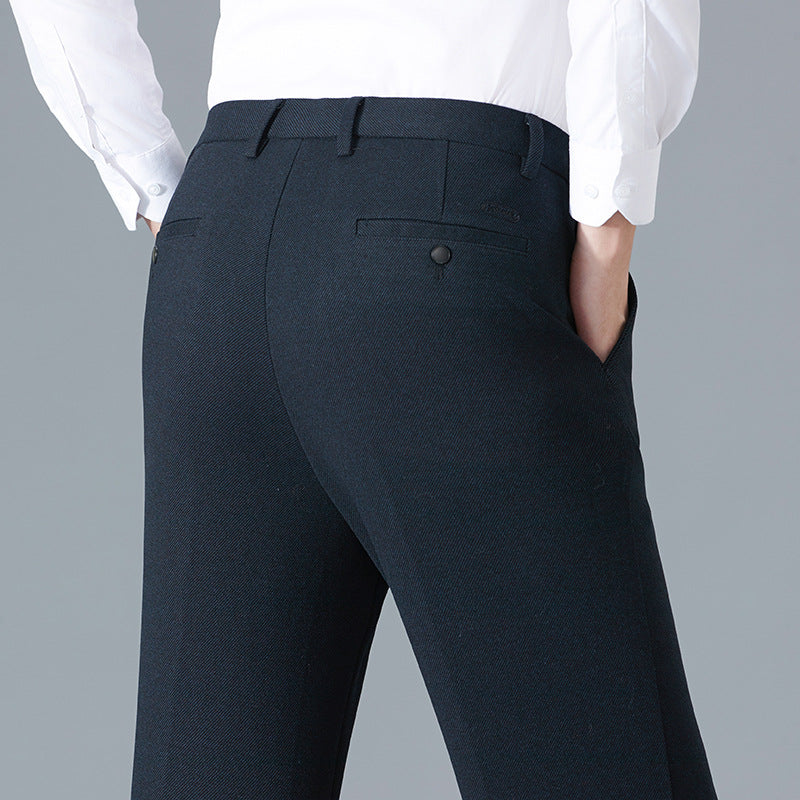 Autumn and winter men's wool trousers loose brushed straight high waist trousers