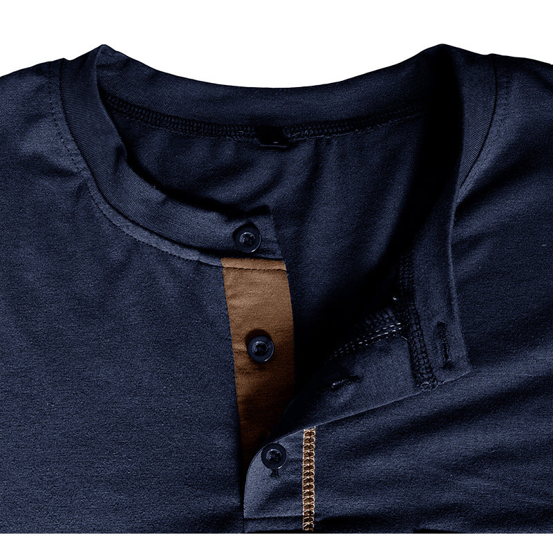 Men's long-sleeved t-shirts, men's henley shirts, Amazon color-blocked t-shirt tops