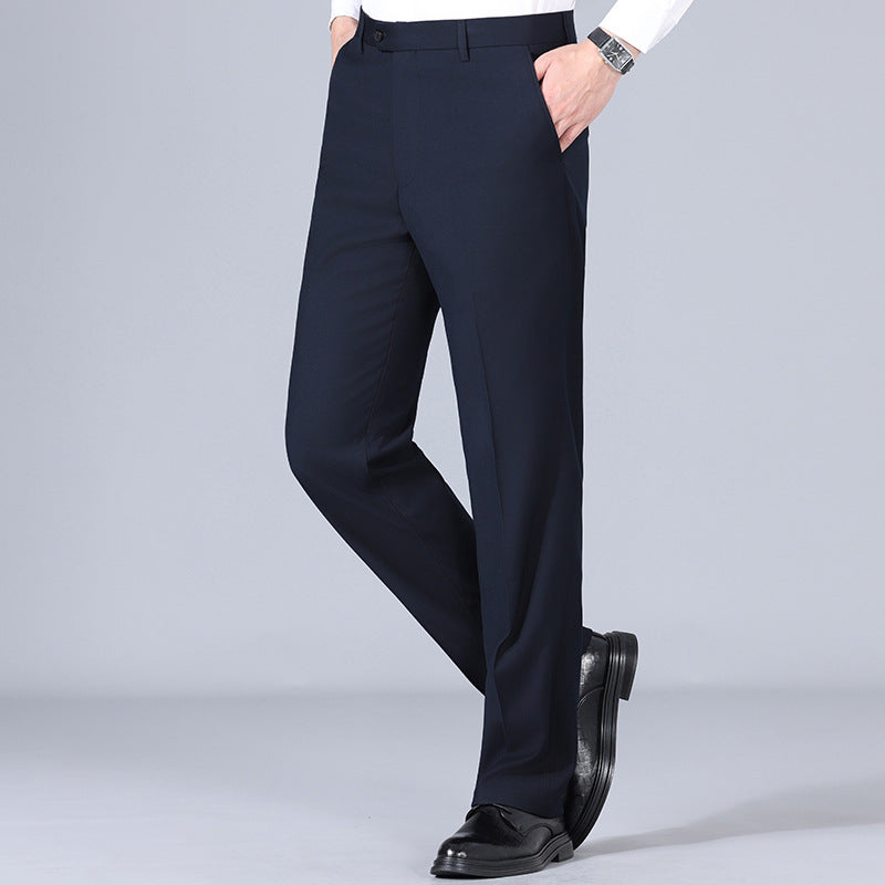 New Men's Suit Trousers Business Wool Formal High Waist Professional Straight Men's Suit Trousers