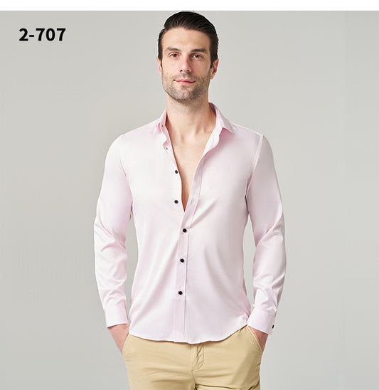 2025new business commuting men's white shirt solid color workwear long-sleeved shirt