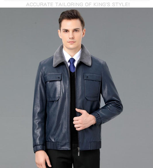 Winter thickened genuine leather jacket for men, high-end fur and fur integrated business handsome sheepskin warm jacket