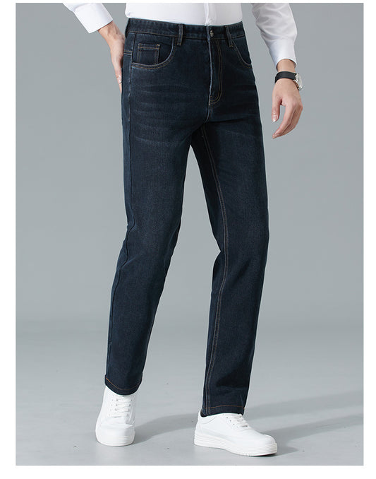 Business casual thick cotton elastic large size straight middle-aged men's pants