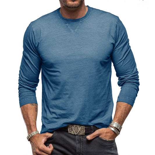 2025 new long-sleeved round neck T-shirt foreign trade men's cotton bottoming shirt