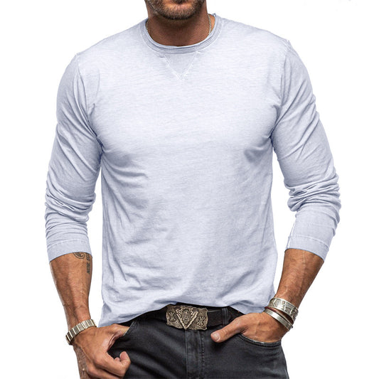 2025 new long-sleeved round neck T-shirt foreign trade men's cotton bottoming shirt